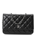 Caviar Quilted Wallet on Chain WOC Black