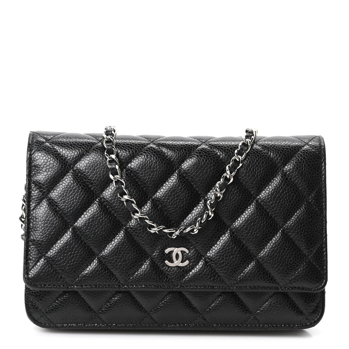 Caviar Quilted Wallet on Chain WOC Black