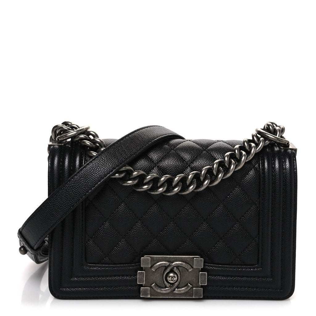 Caviar Quilted Small Boy Flap Black