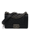 Caviar Quilted Small Boy Flap Black