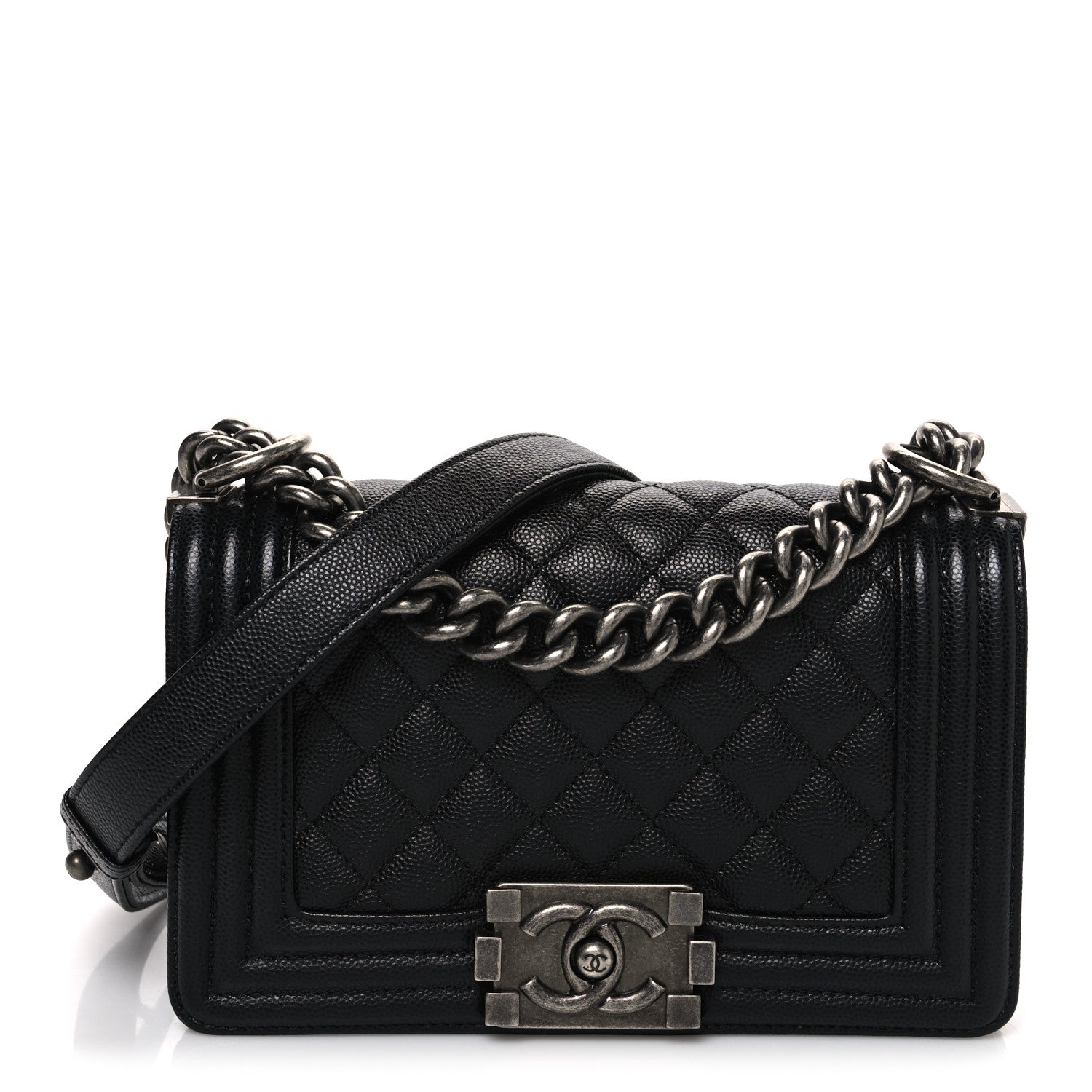 Caviar Quilted Small Boy Flap Black
