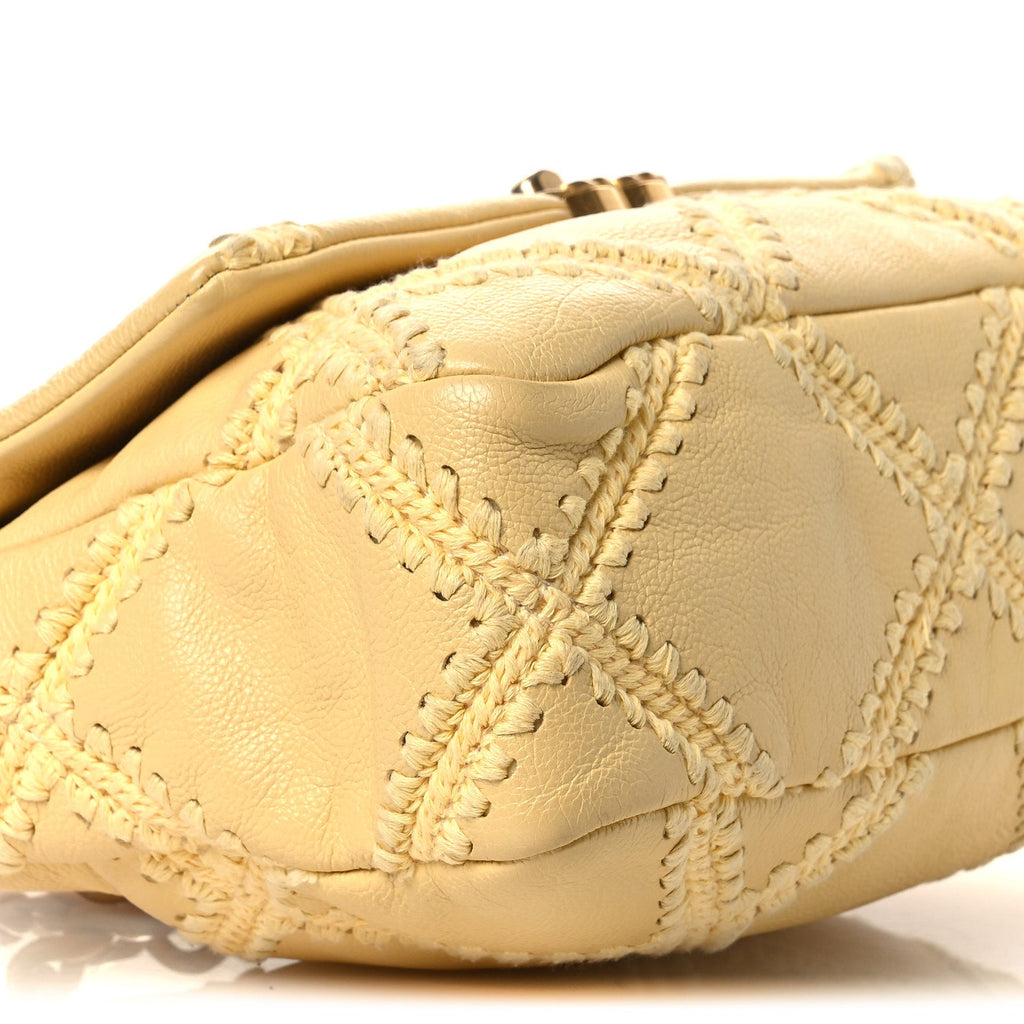 Calfskin Crochet Medium Chanel 19 Flap Yellow