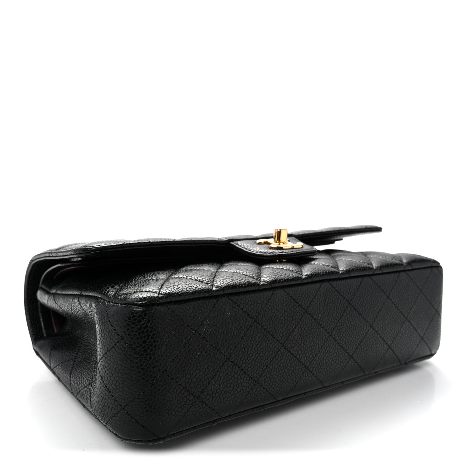 Caviar Quilted Medium Double Flap Black
