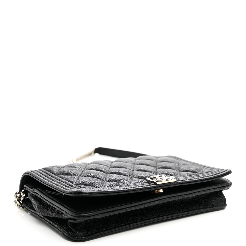 Caviar Quilted Boy Wallet On Chain WOC Black