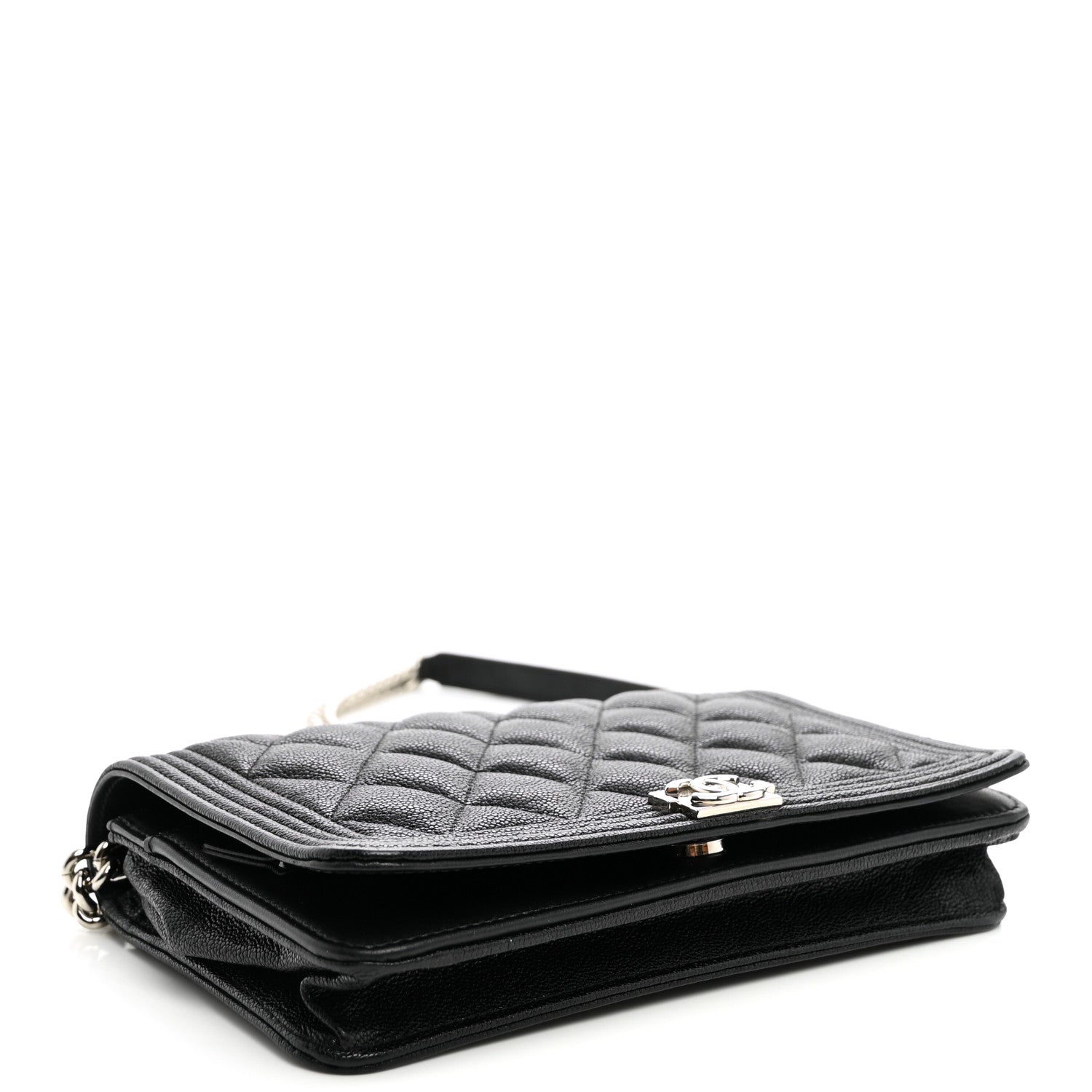Caviar Quilted Boy Wallet On Chain WOC Black