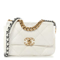 Goatskin Quilted Medium Chanel 19 Flap White