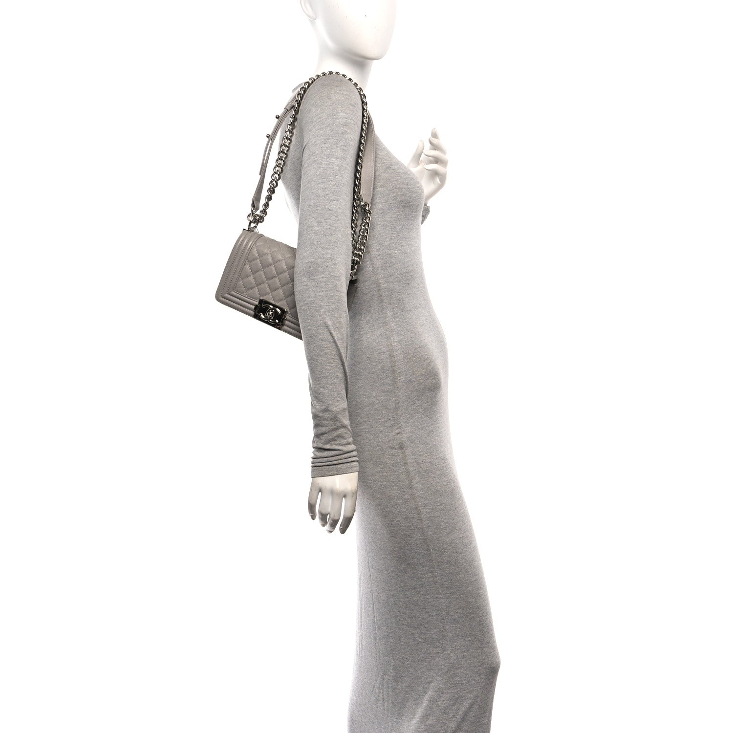 Caviar Quilted Small Boy Flap Grey