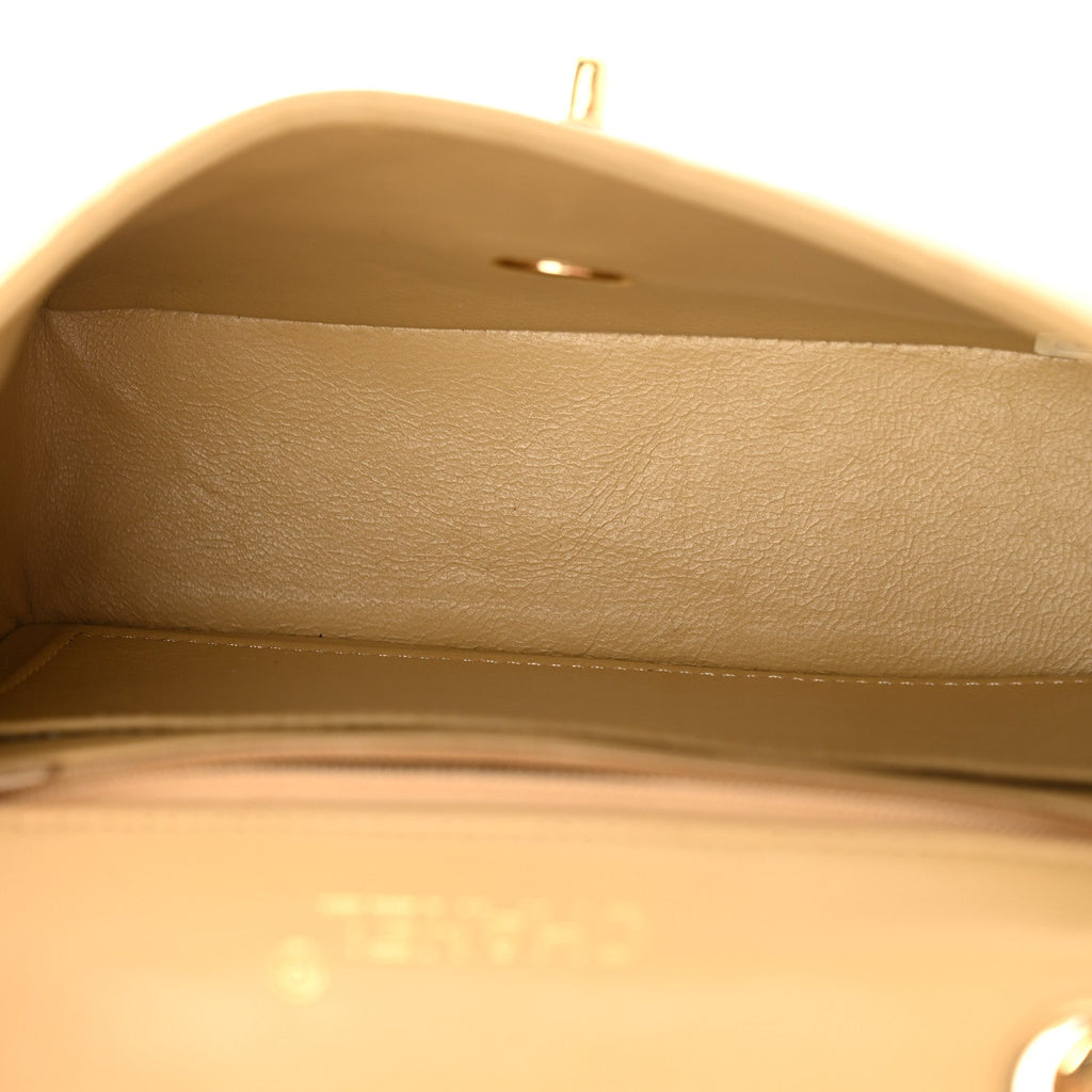 Lambskin Quilted Mini Square Flap Beige