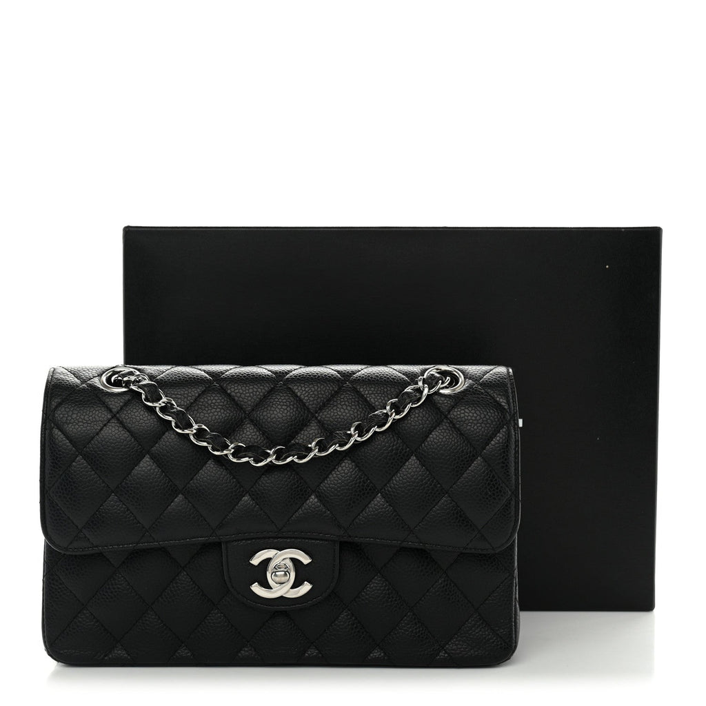 Caviar Quilted Small Double Flap Black