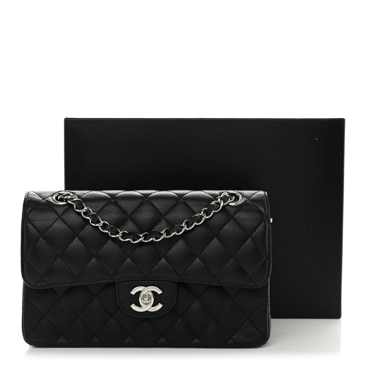Caviar Quilted Small Double Flap Black