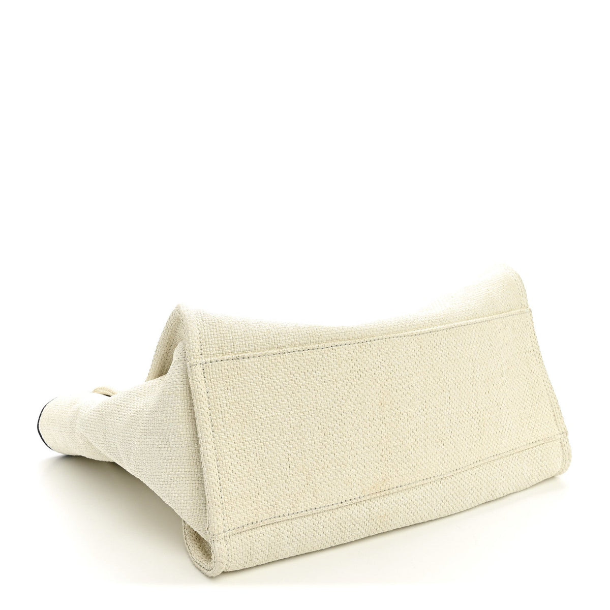 Woven Straw Raffia Medium Deauville Tote White Navy
