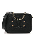 Caviar Quilted CC Filigree Vanity Clutch With Chain Black