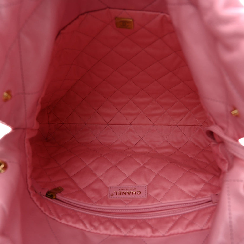 Shiny Calfskin Quilted Small Chanel 22 Dark Pink