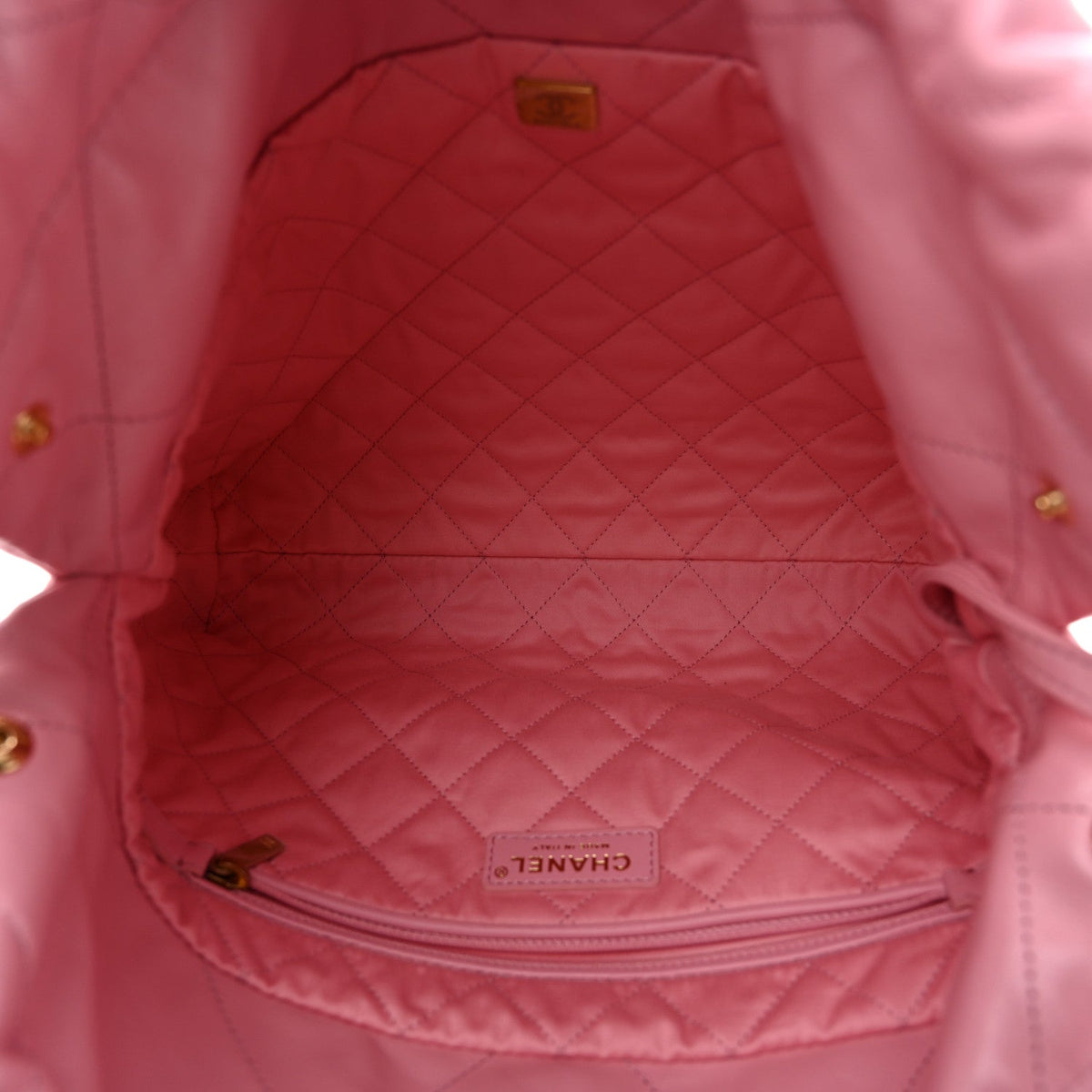 Shiny Calfskin Quilted Small Chanel 22 Dark Pink
