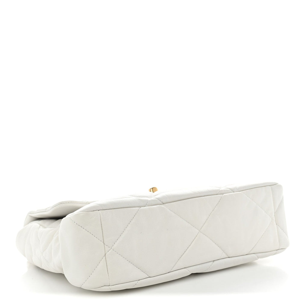 Lambskin Quilted Large Chanel 19 Flap White
