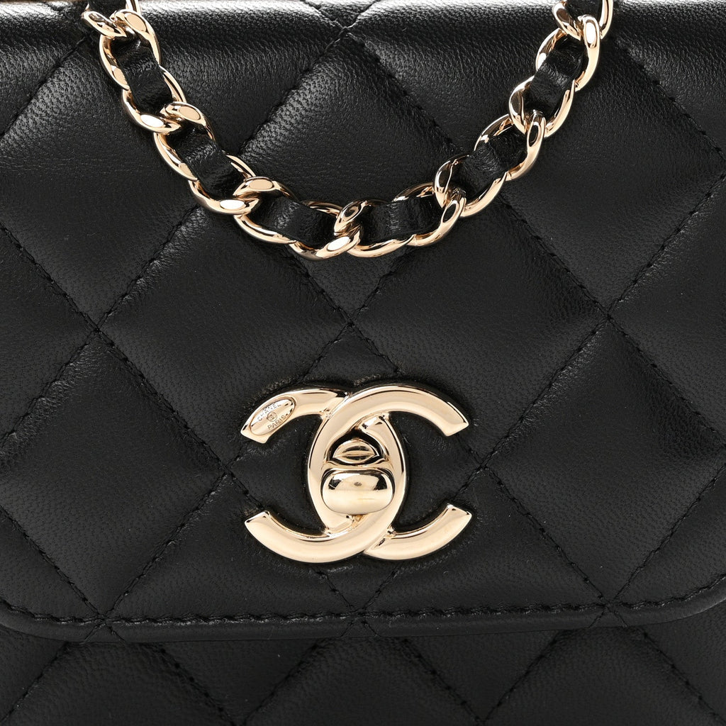 Lambskin Quilted Mini Trendy CC Chain Wallet Black