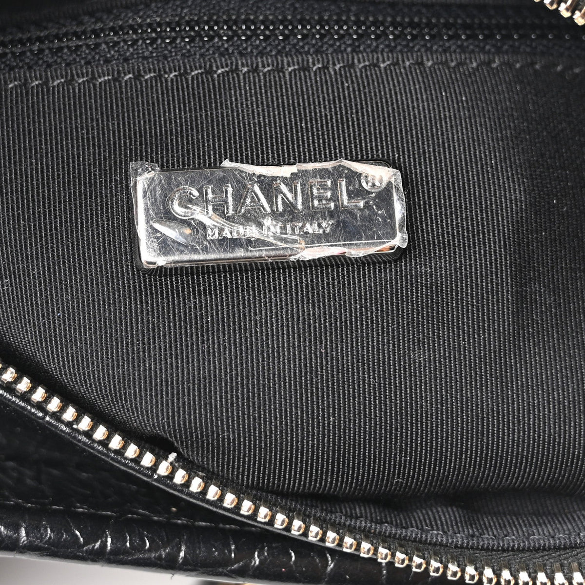 Calfskin Crocodile Embossed Small Gabrielle Cocodile Hobo Black