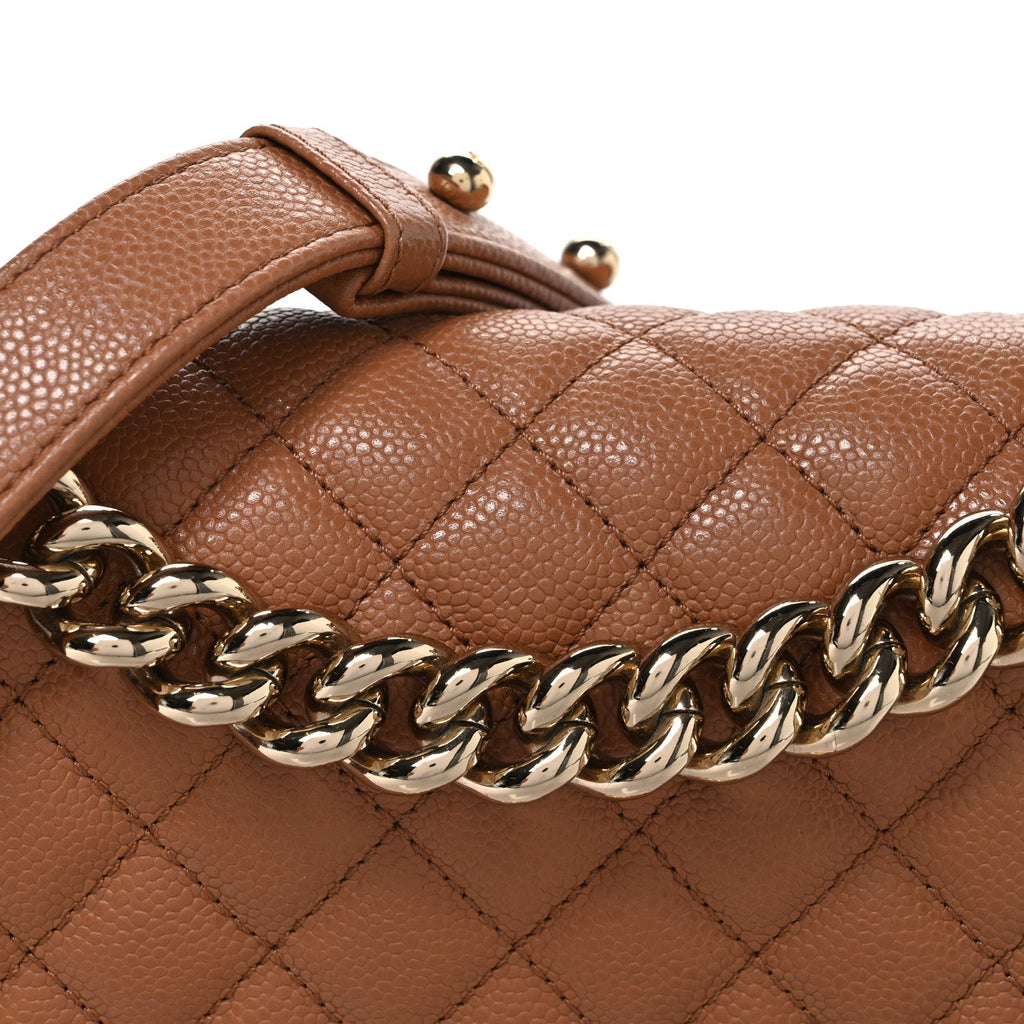 Caviar Quilted Small Boy Flap Brown