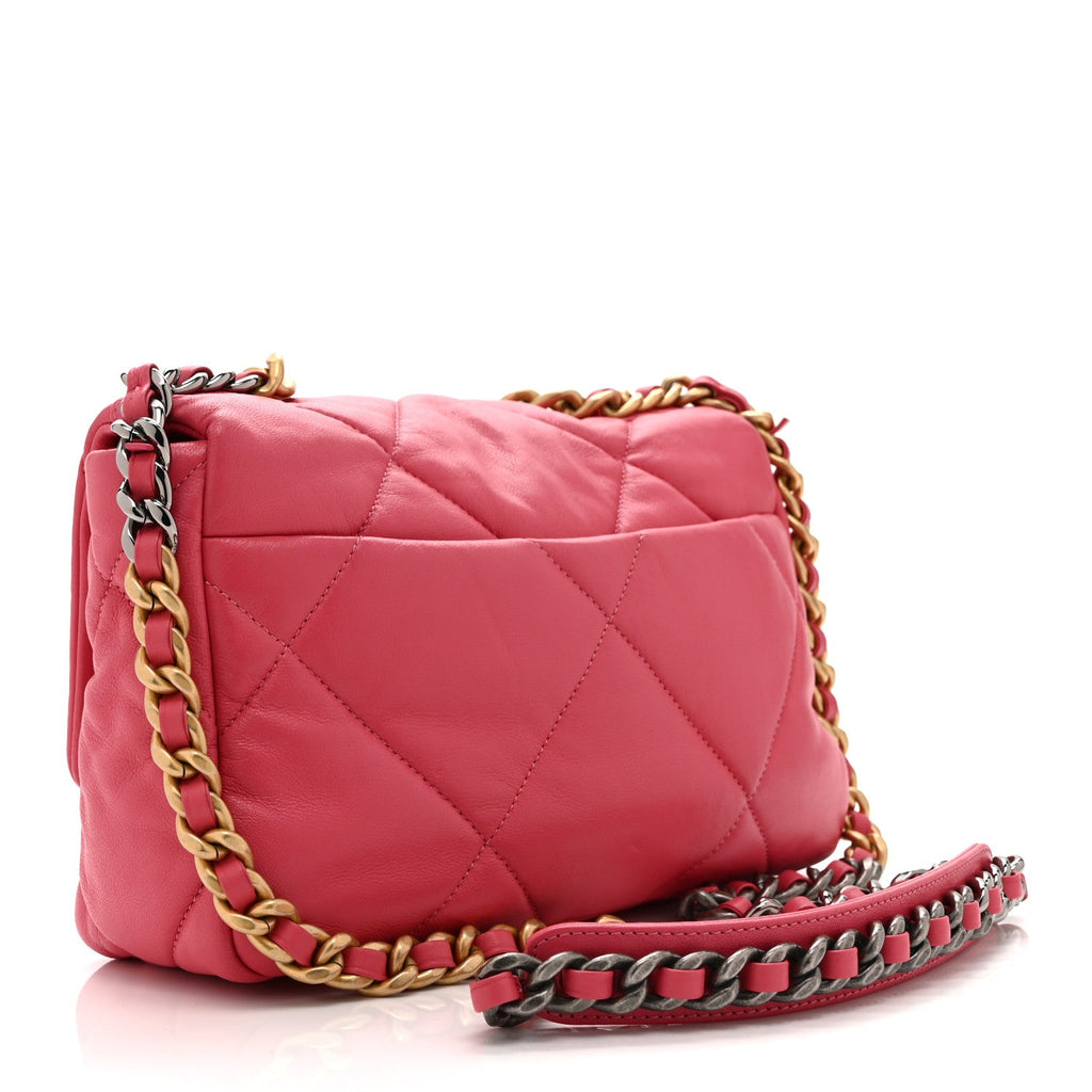 Goatskin Quilted Medium Chanel 19 Flap Dark Pink