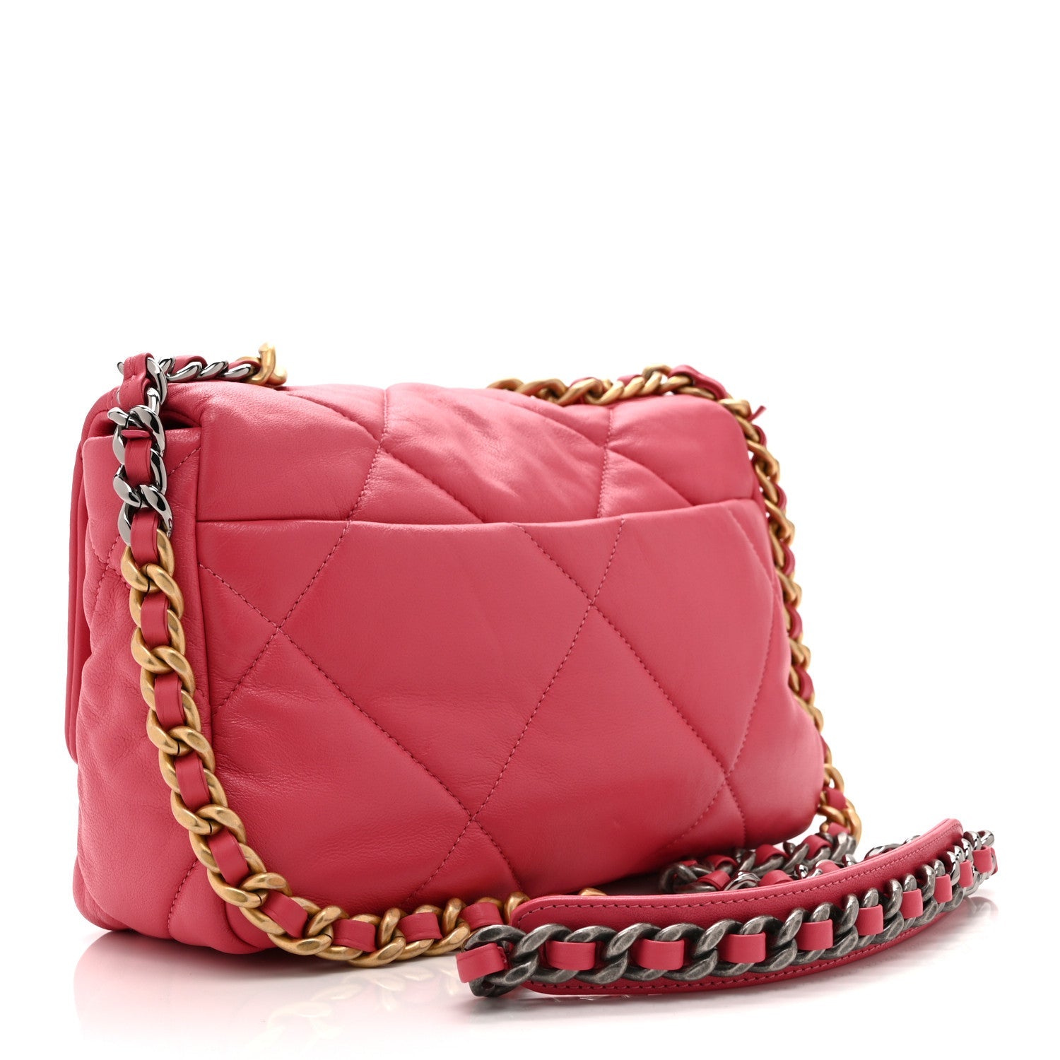 Goatskin Quilted Medium Chanel 19 Flap Dark Pink