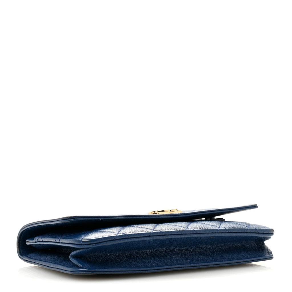 Caviar Quilted Boy Wallet On Chain WOC Dark Blue