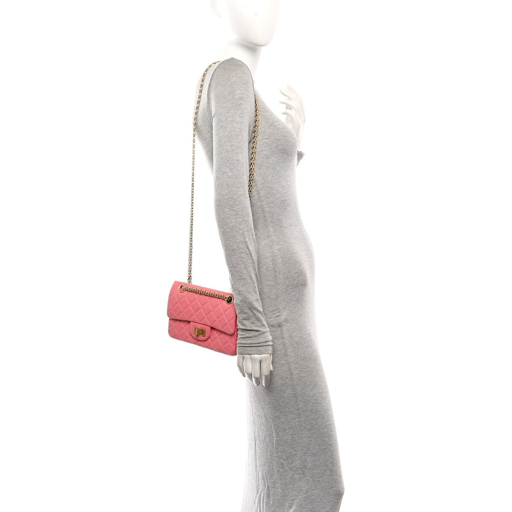 Aged Calfskin Quilted 2.55 Reissue Mini Flap Pink