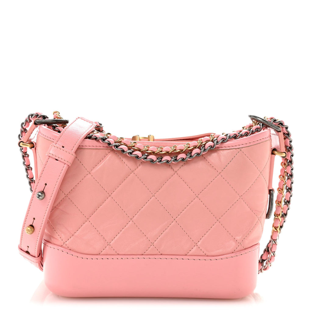 Aged Calfskin Quilted Small Gabrielle Hobo Pink