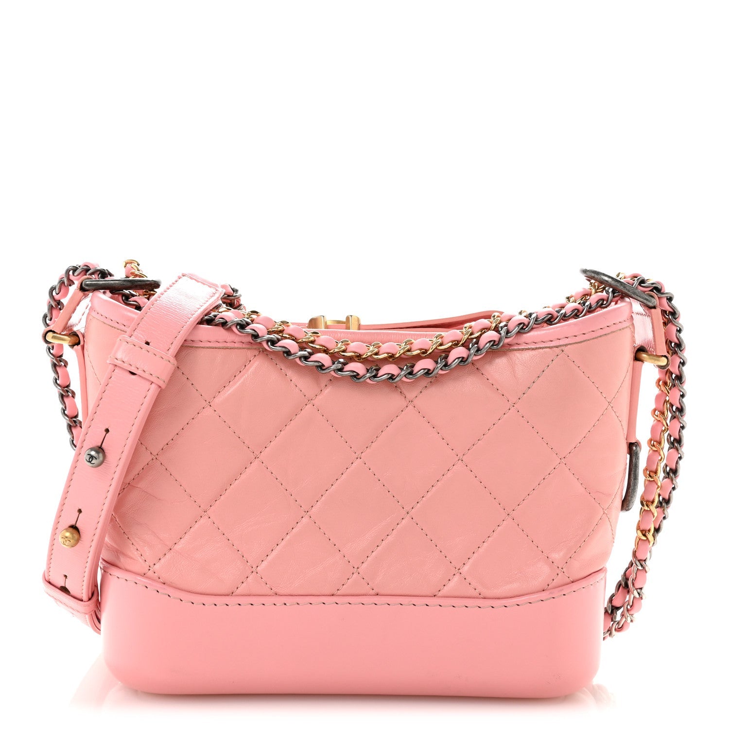 Aged Calfskin Quilted Small Gabrielle Hobo Pink