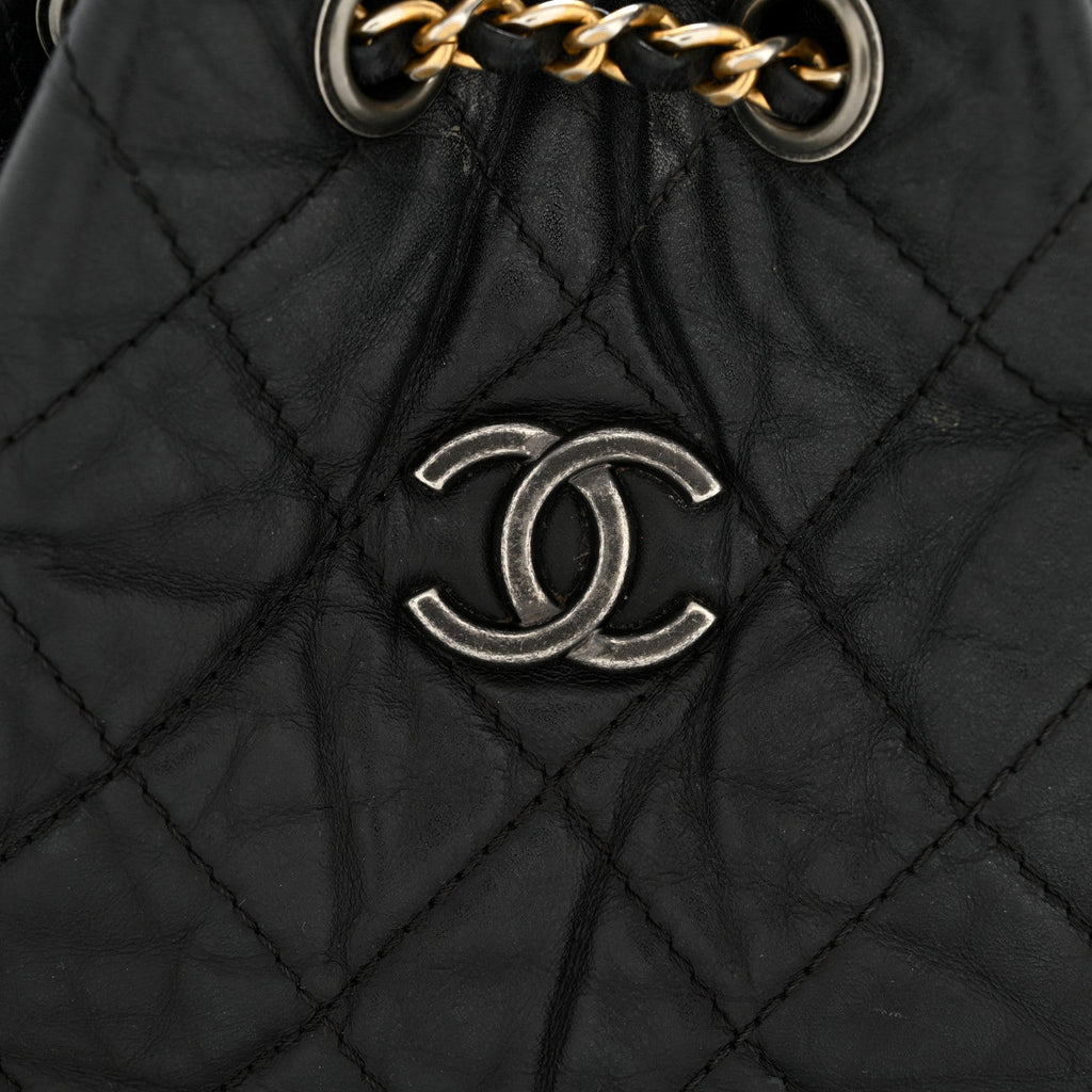 Aged Calfskin Quilted Small Gabrielle Backpack Black