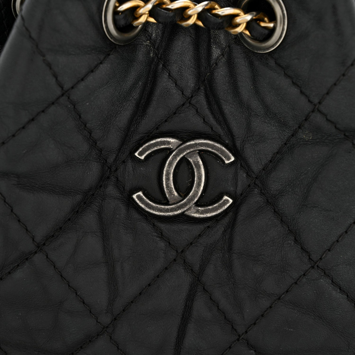 Aged Calfskin Quilted Small Gabrielle Backpack Black