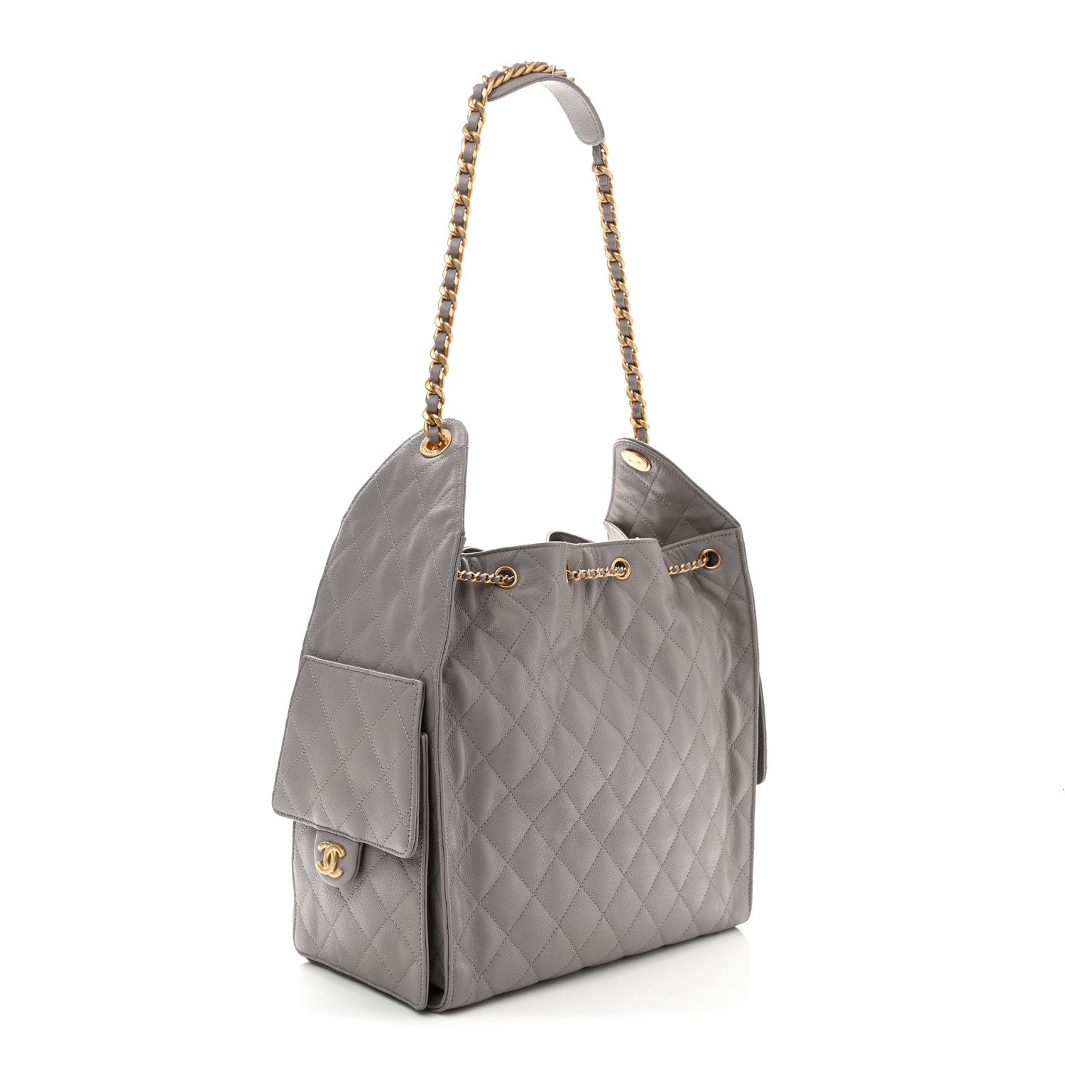 Caviar Quilted Medium Chanel 25 Handbag Dark Grey