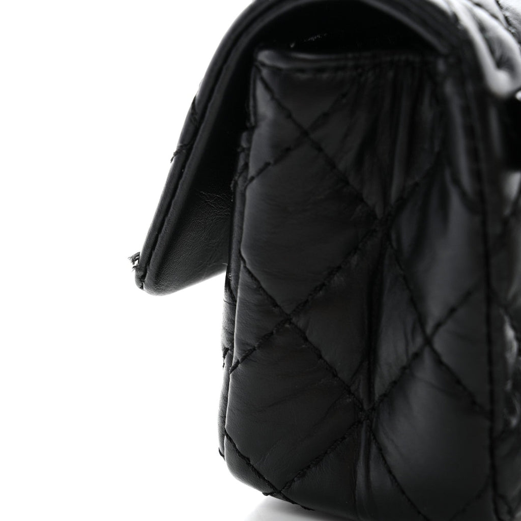 Aged Calfskin Quilted 2.55 Reissue Chain Waist Bag Black