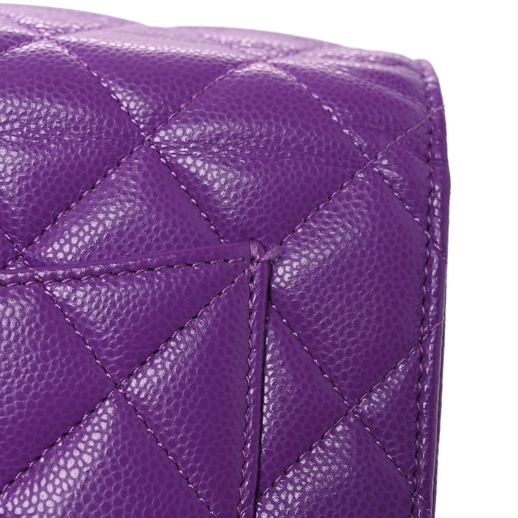 Caviar Quilted Wallet On Chain WOC Purple