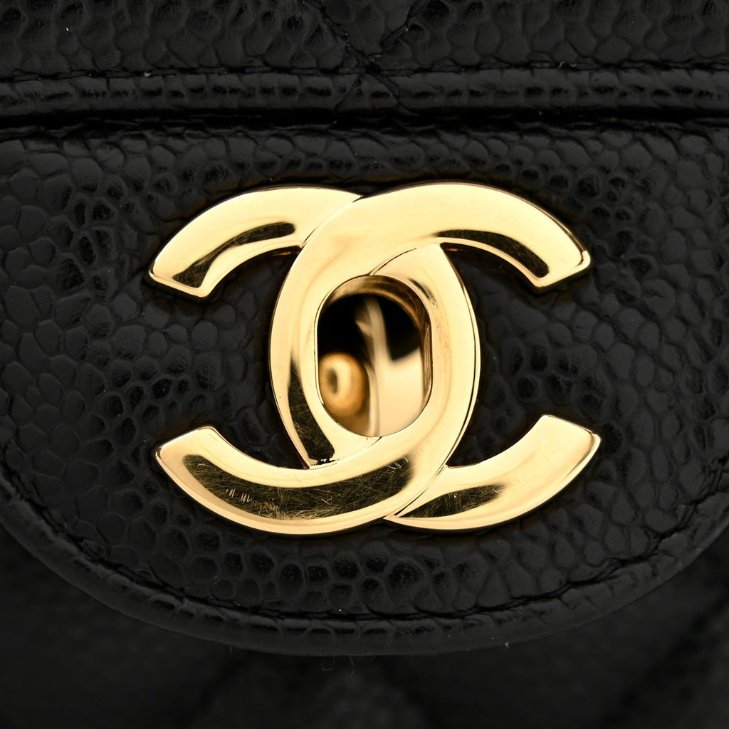 Caviar Quilted Small Double Flap Black
