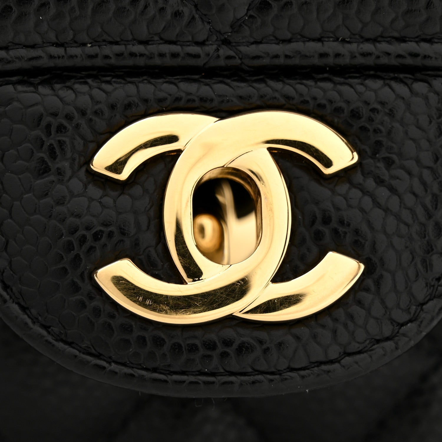 Caviar Quilted Small Double Flap Black