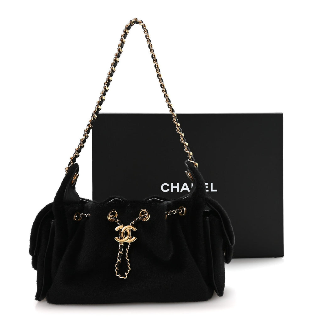 Pony Hair Mini Chanel 25 Handbag Black