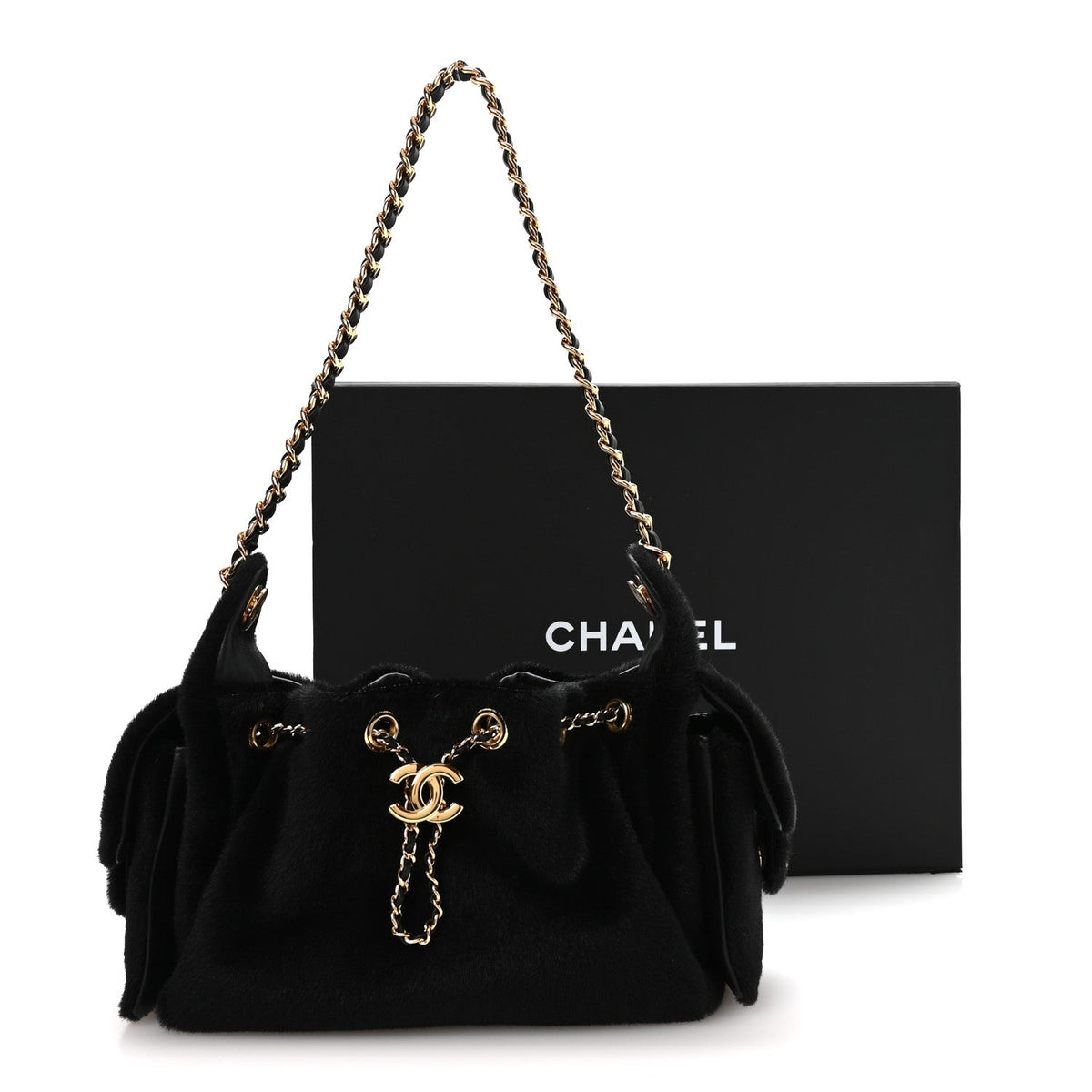 Pony Hair Mini Chanel 25 Handbag Black