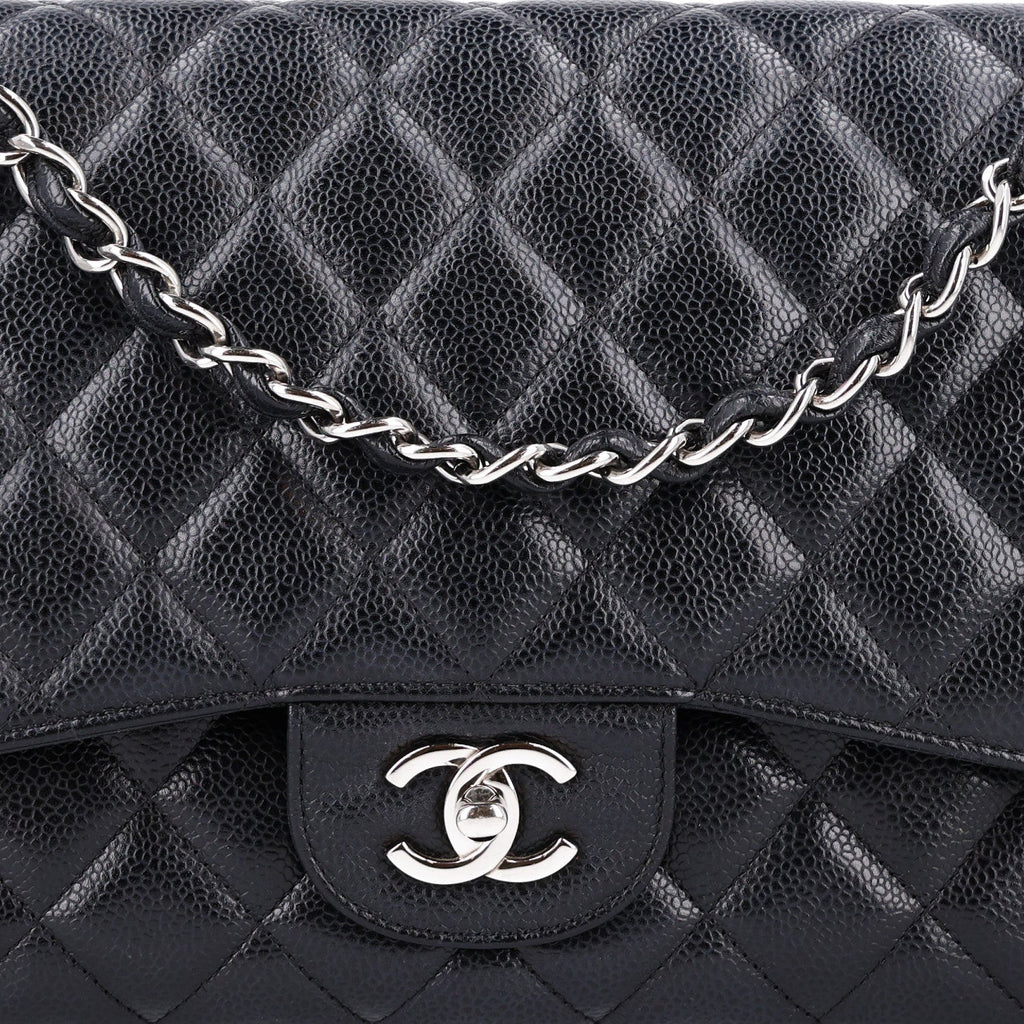 Caviar Quilted Jumbo Double Flap Black