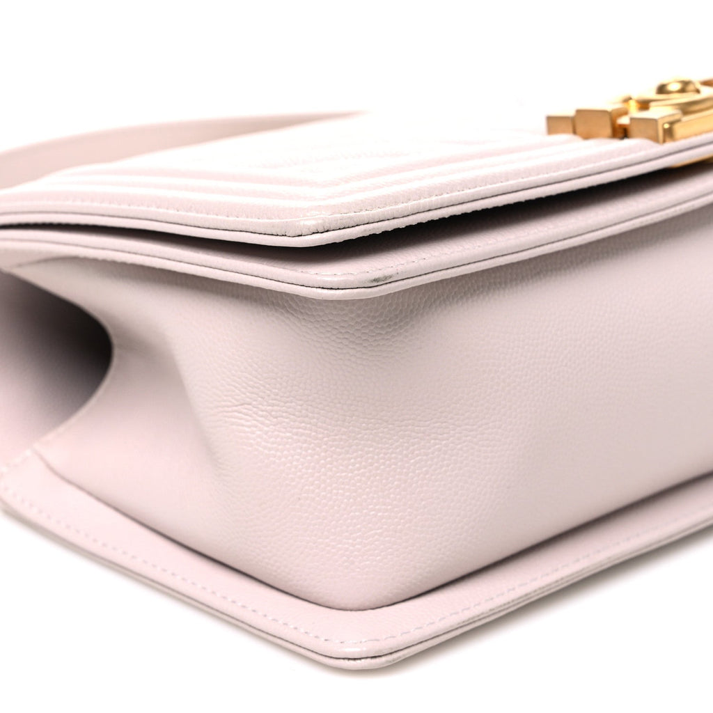 Caviar Chevron Quilted Medium Boy Flap Light Pink