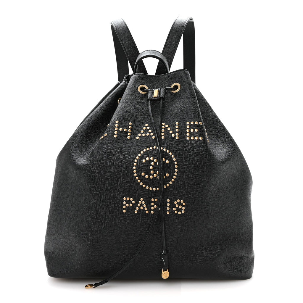 Caviar Deauville Drawstring Backpack Black
