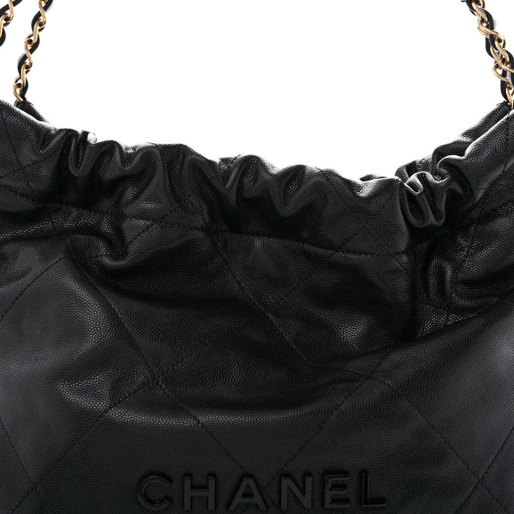 Shiny Caviar Quilted Monochrome Small Chanel 22 Black