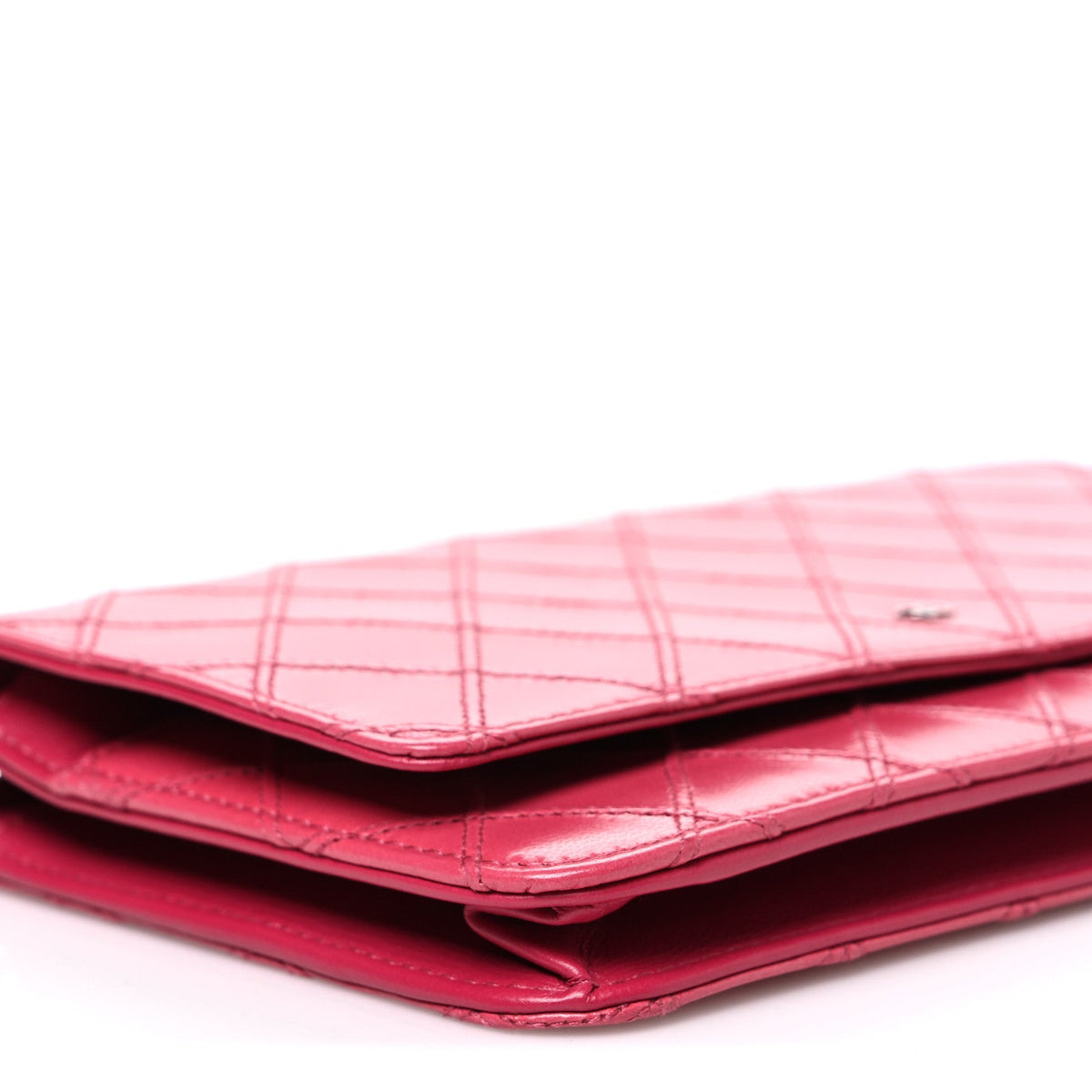 Lambskin Diamond Stitched Wallet On Chain WOC Pink