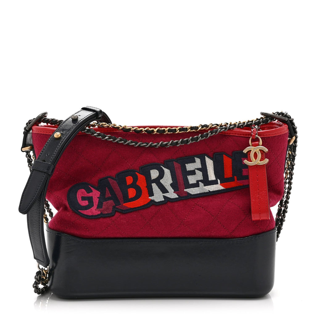 Wool Calfskin Quilted Medium Gabrielle Hobo Red