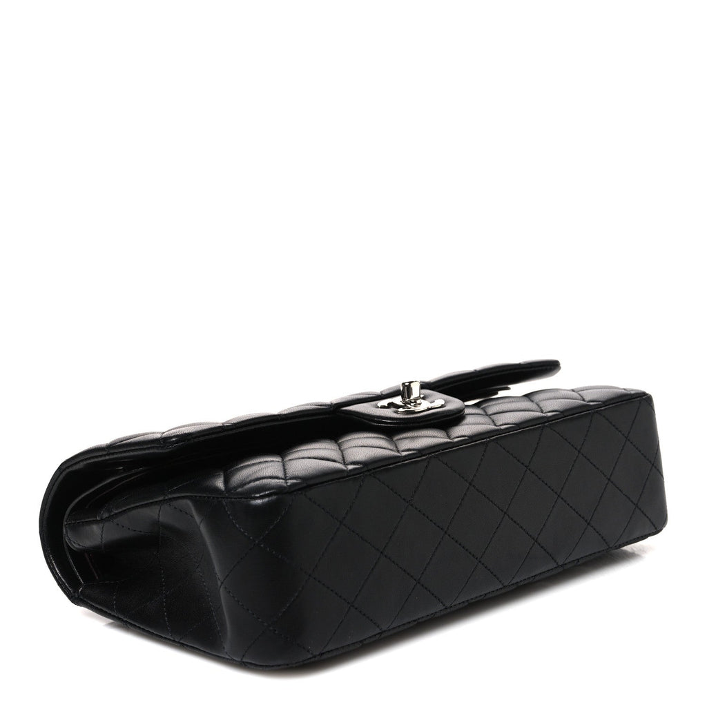 Lambskin Quilted Medium Double Flap Black
