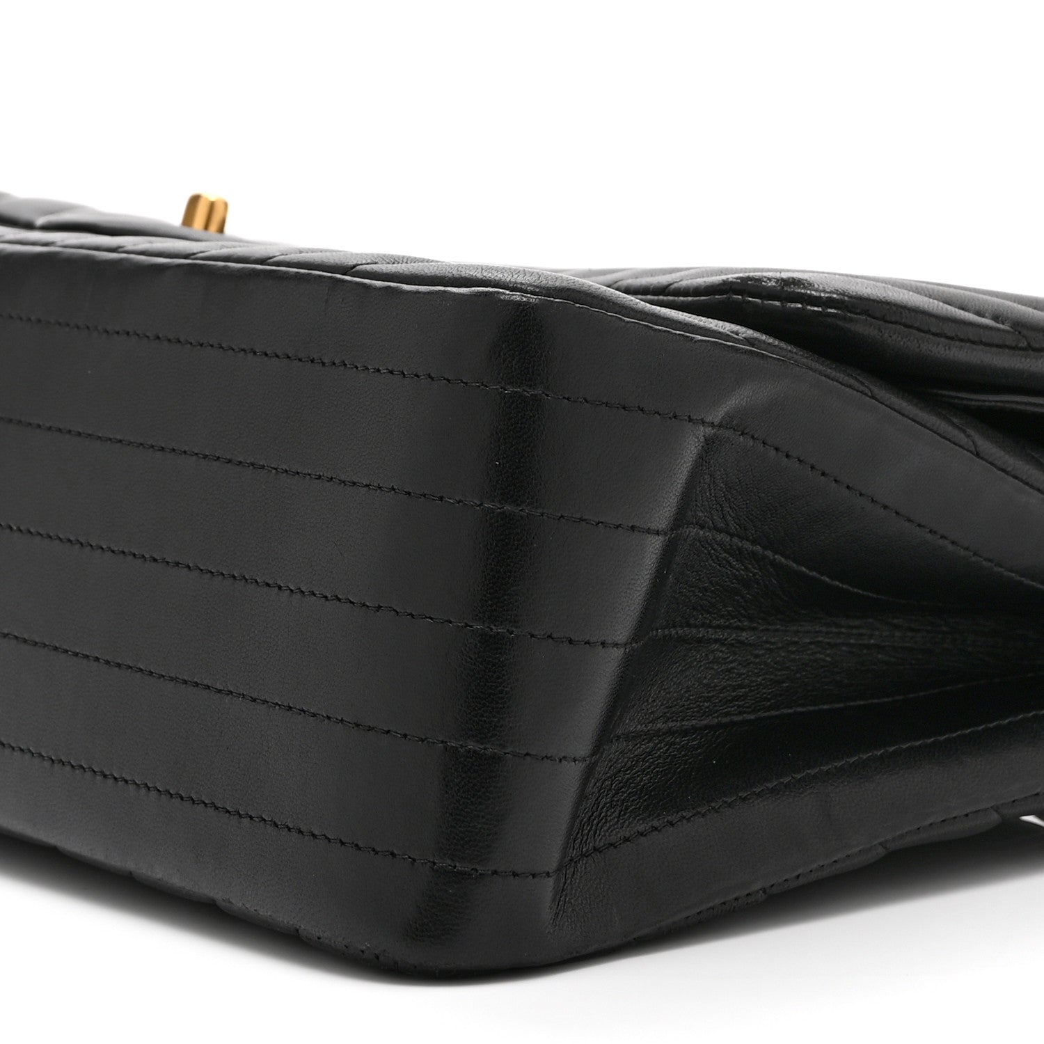 Lambskin Chevron Quilted Jumbo Double Flap Black