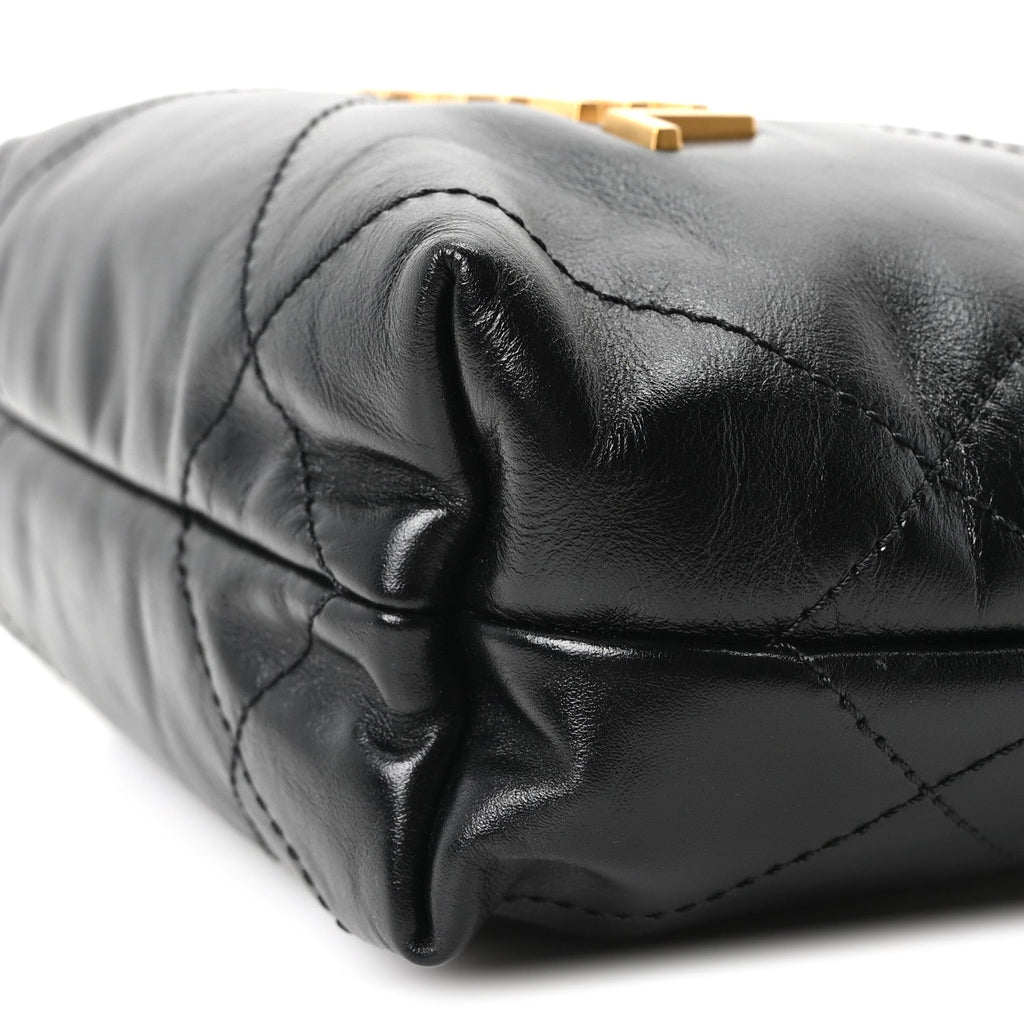 Shiny Calfskin Quilted Mini Chanel 22 Black