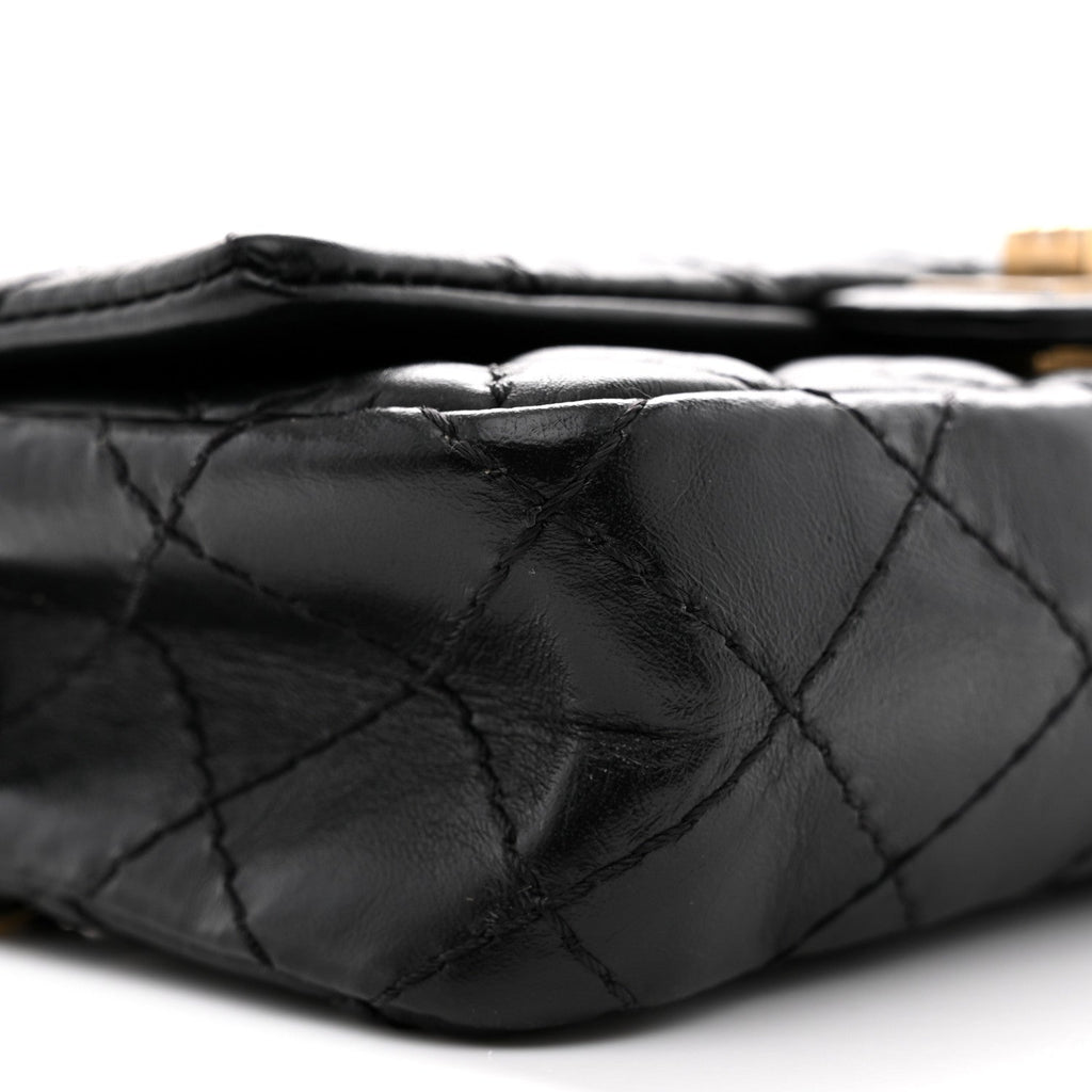 Aged Calfskin Quilted 2.55 Reissue Chain Waist Bag Black