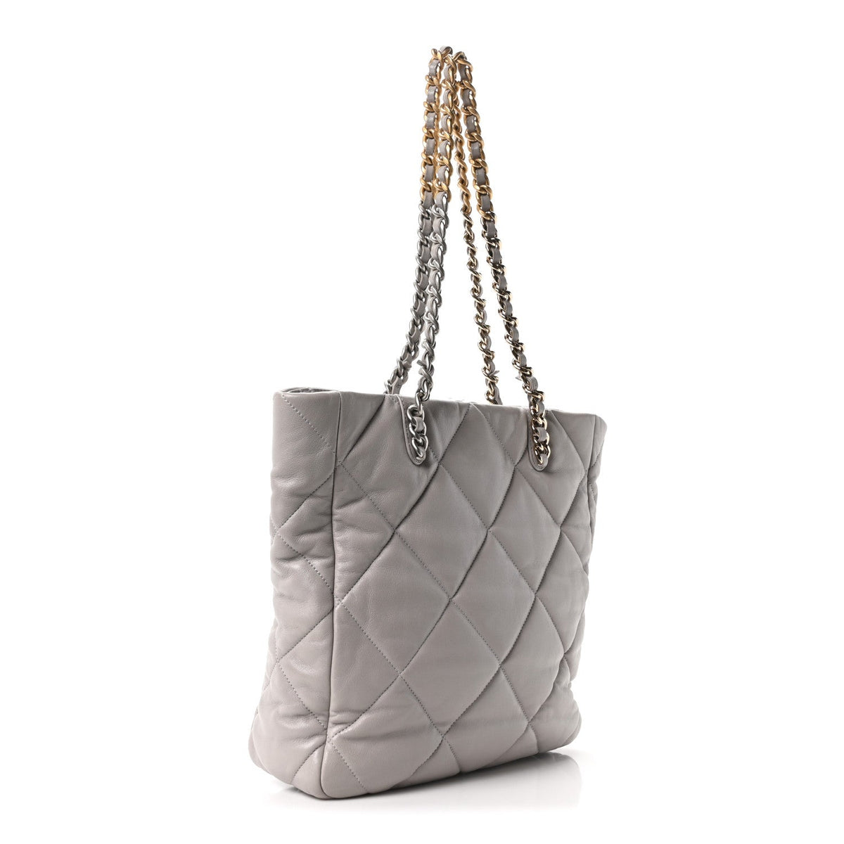 Lambskin Quilted Chanel 19 Shopping Bag Grey