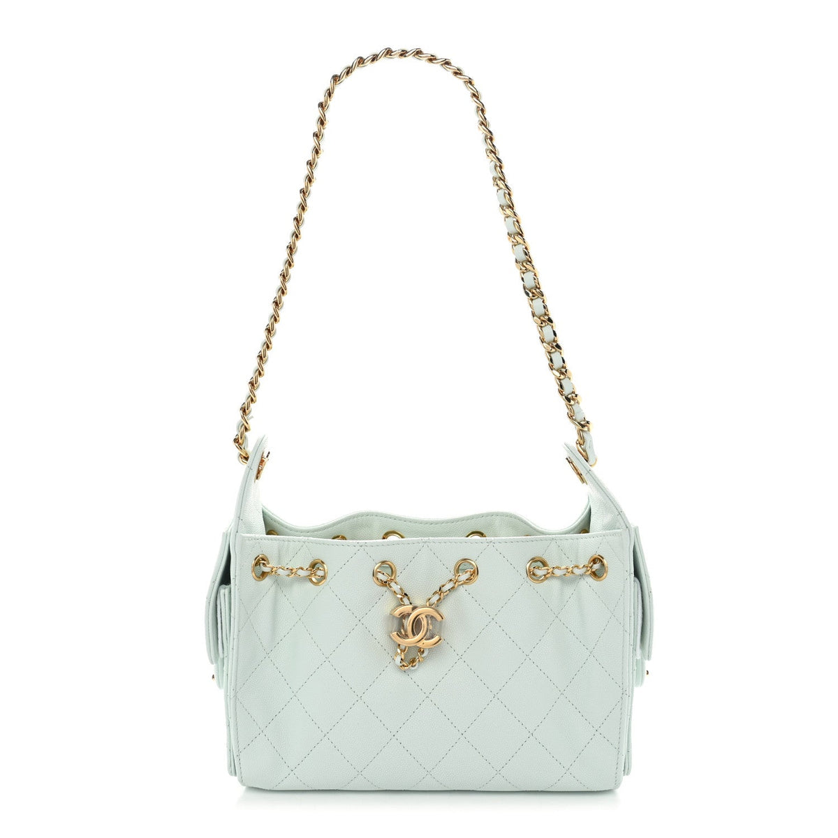 Caviar Quilted Mini Chanel 25 Handbag Light Green