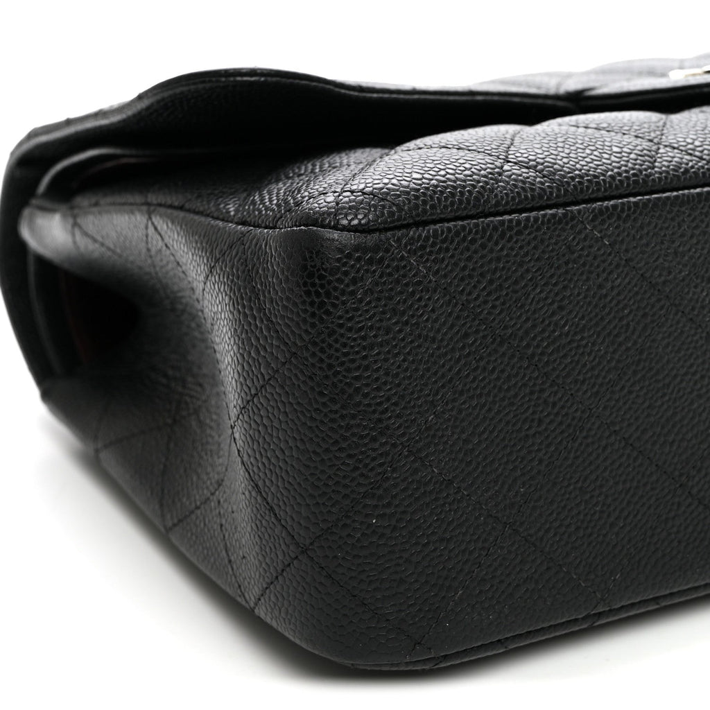 Caviar Quilted Jumbo Double Flap Black